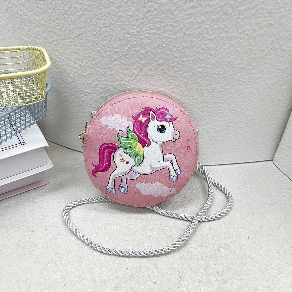Pony Cute Cartoon Mini Slung Small Round Bag Kindergarten Polyester Shoulder