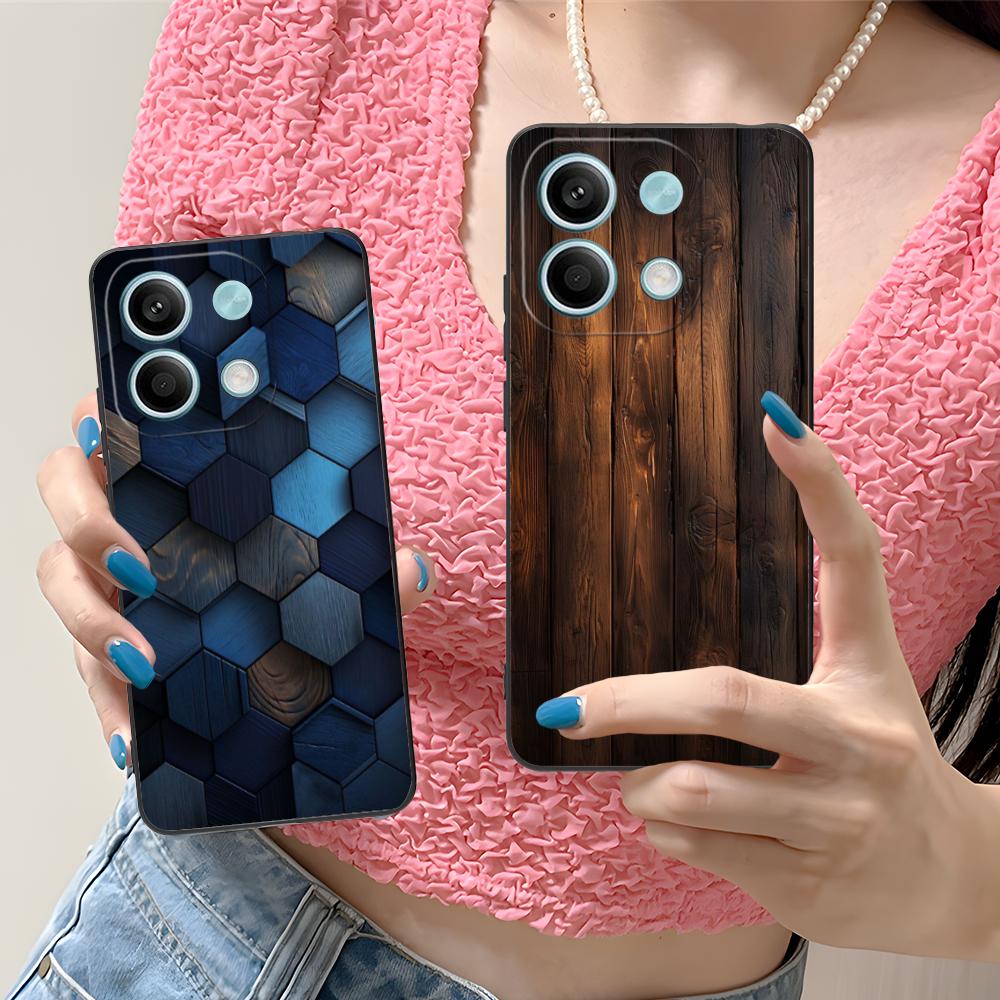 Wood Texture Mobile Cell Phone Case for Xiaomi Redmi Note 14 13 12 11 S Pro Plus 4G 5G Colorful Printing Cover Smartphone Luxury