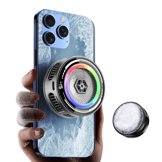 Phone Cooling Fan for Gaming Live Streaming Magnetic Cellphone Radiator with RGB Lights Universal Mobile Phone Cooling Fan for Phone Tablets
