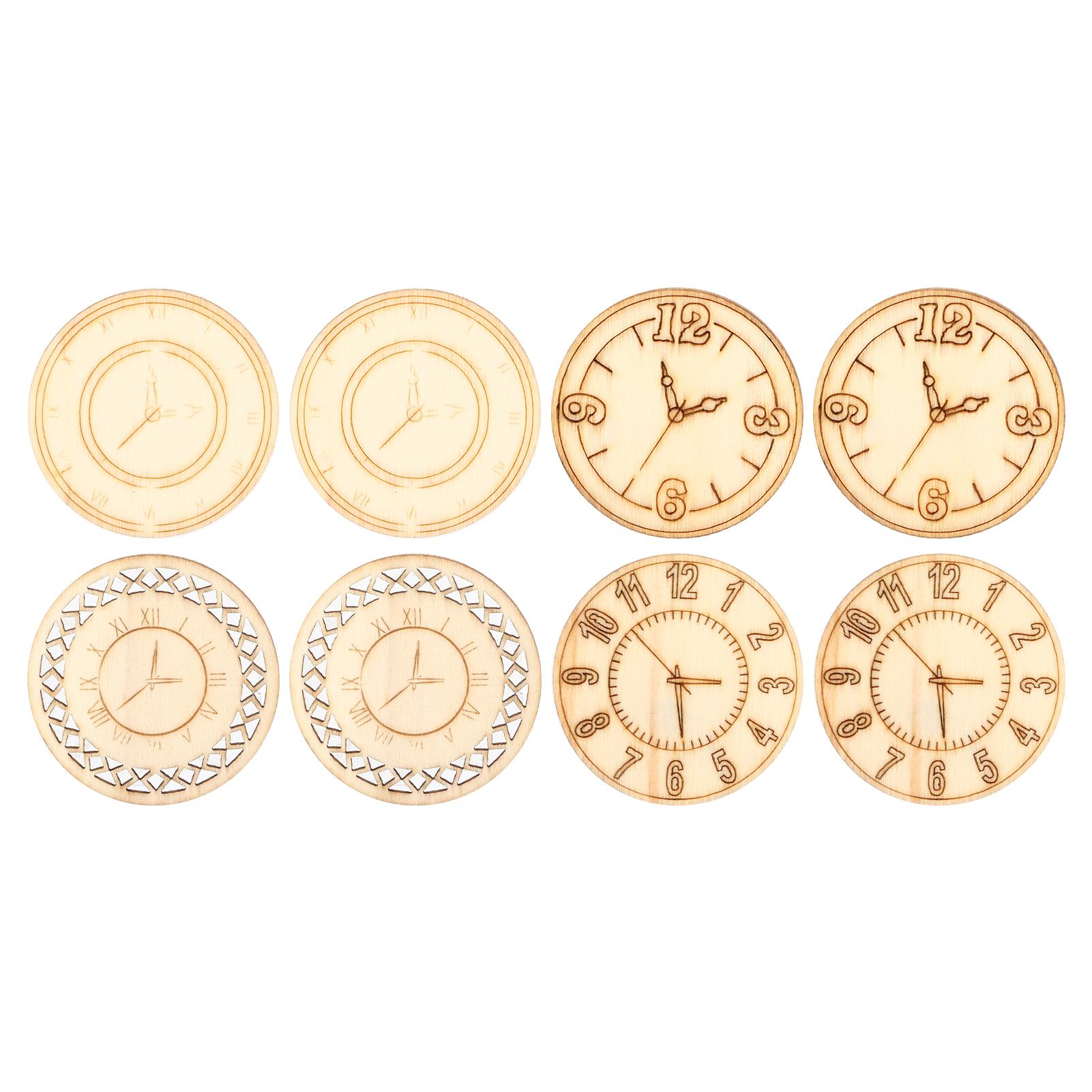 8 шт. деревянные вырезы круглые часы в форме незавершенных фишек деревянные поделки для украшения