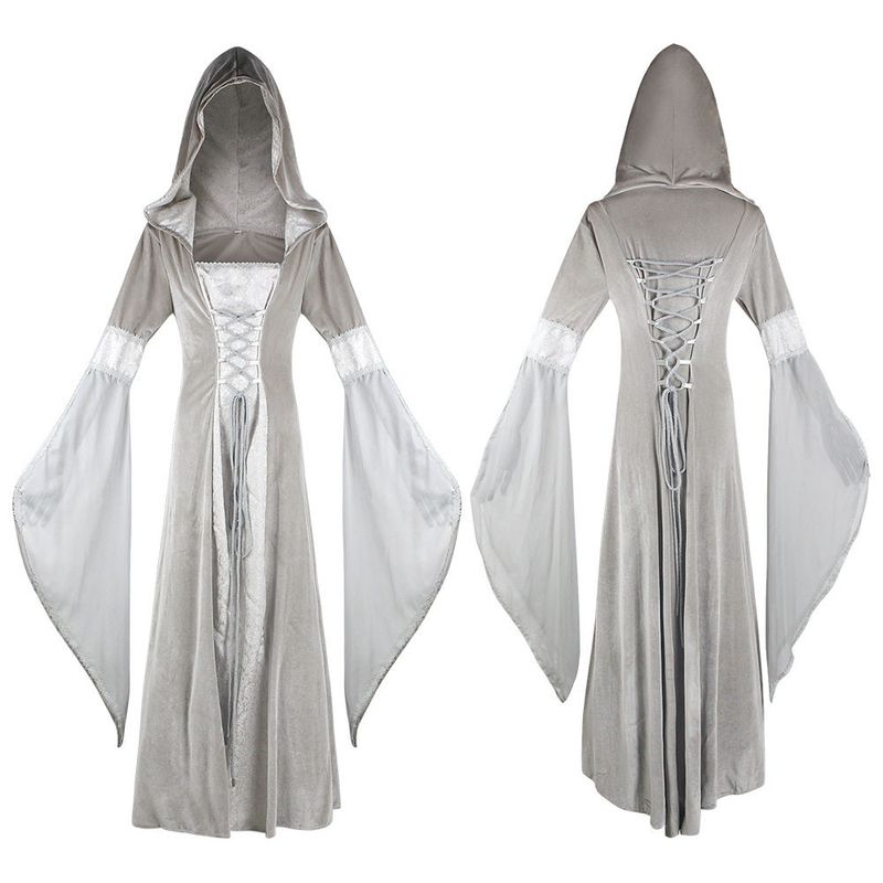 Fashion Style Medieval Hooded Dress Cos Costume Retro Style Weddings Girdle Dress Cosplay Clothing