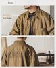 Men's Autumn Loose Fit Cotton Workwear Jacket - Trendy, Multi-Pocket, Plus Size, Casual Lapel Top
