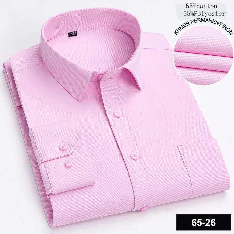 New In Shirt Long-sleeve Shirts for Men Slim Fit Formal Plian Shirt Single Pocket Office Clothes Soft Plaid Cotton Designer Tops