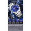 Men's Business and Leisure Watch with Three Eyes Six Needles Quartz Movement Night Light Display Waterproof Wristwatch