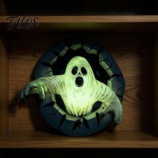 Resin Ghost Spooky Decor Break Out The Wall Halloween Decoration, Light Up Desk Accessories Horror Statue for Haunted House, Holiday Home Decorative