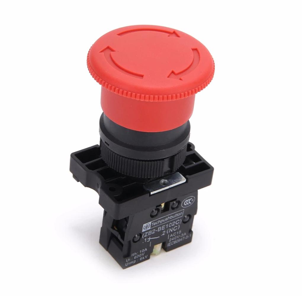 Electrical Equipment Mushroom Emergency Stop Switch Rotating Reset Screw Terminal Constant Close Push Button Switches
