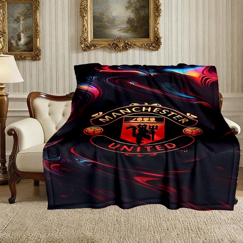 Manchester United Manchester City Pattern Blanket, Cozy Blanket for All-Season Comfort on Sofas, Beds, Office, Car, Camping and Travel