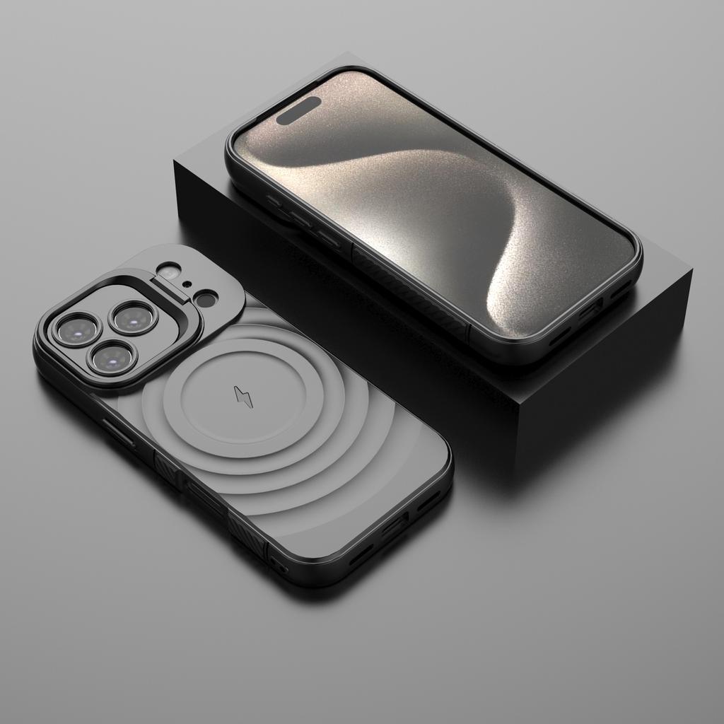 For iPhone 17 Pro Case Compatible with MagSafe PC Kickstand Ripple Texture TPU Phone Cover