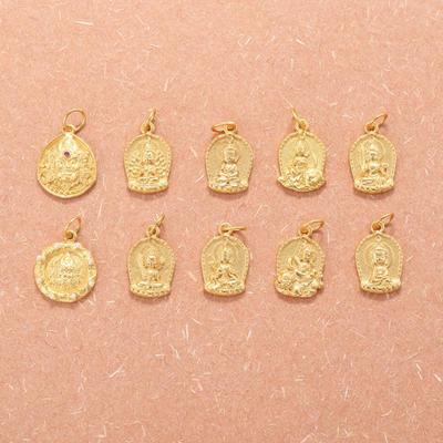 Gold Plated S925 Silver Ethnic Acala Buddha & Thousand-Hand Guanyin Pendant Bail DIY Accessory.