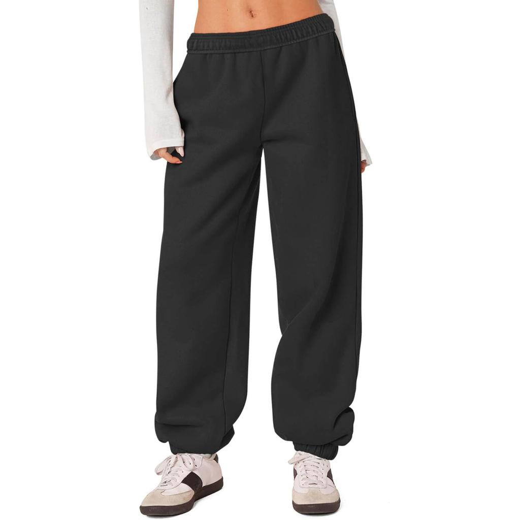 Women's Fleece Sweatpants Winter High Waisted Sweat Pants Drawstring Baggy Jogger Pants