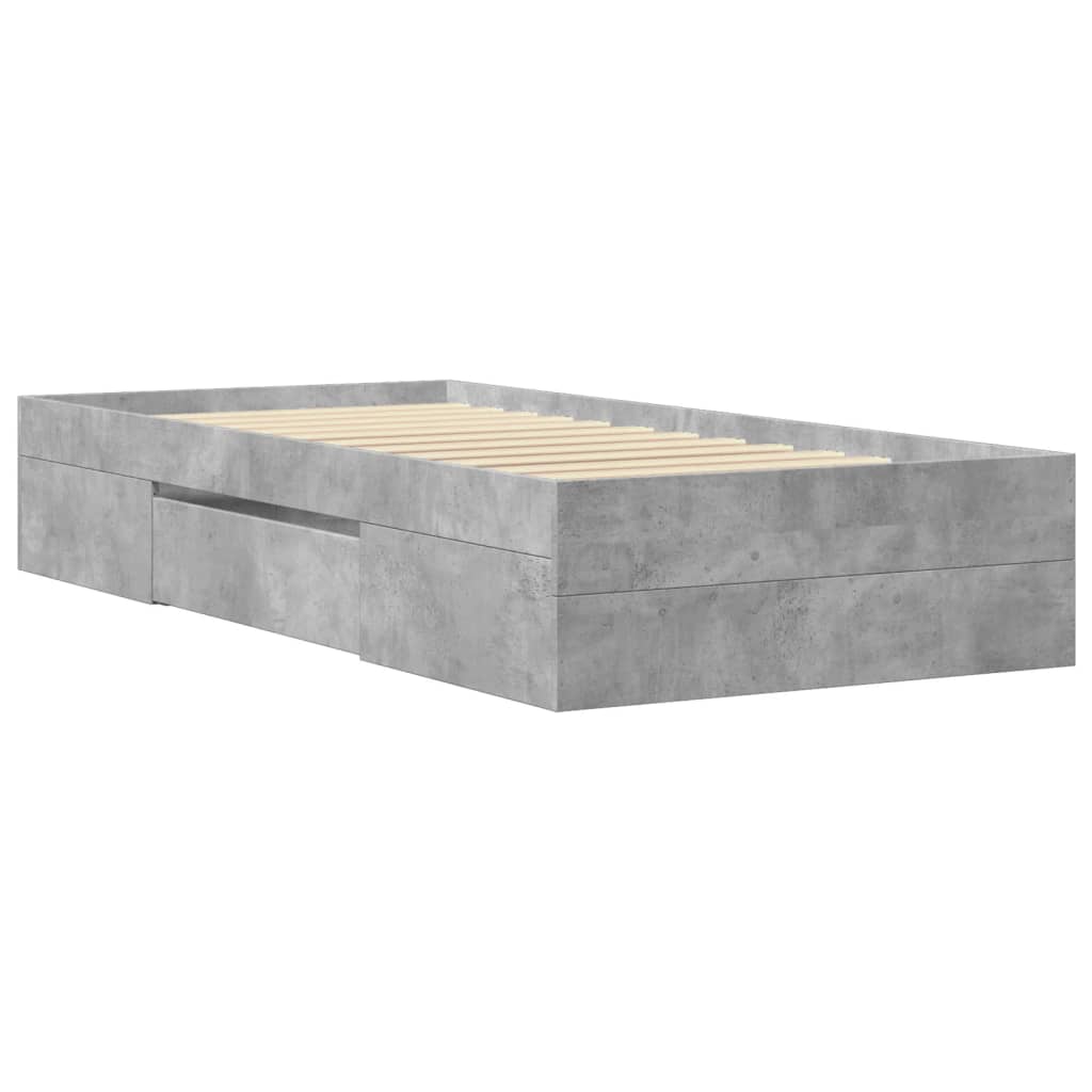 Bed Frame Concrete Grey 75x190 cm Particleboard
