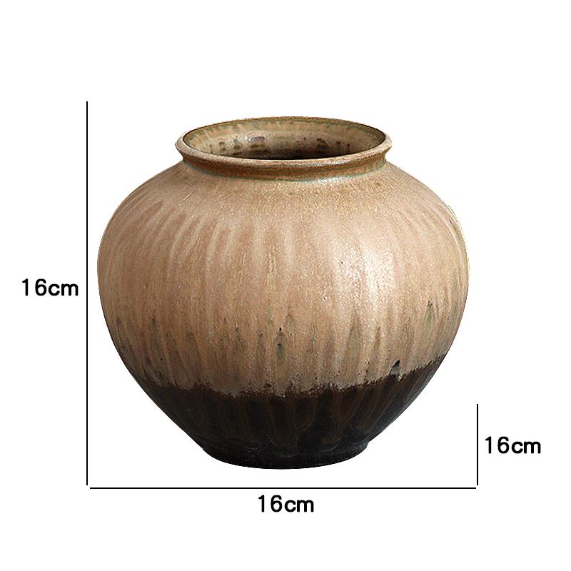 Zen-Inspired Gradient Glaze Ceramic Jar - Large Belly Cylinder Ornament