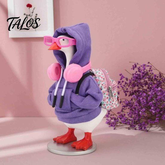 Detailed Mini Clothing for Ornaments Goose Accessories Set 7 Inch Desktop Goose, Includes Hooded Miniature Sweatshirt Small Backpack Glasses