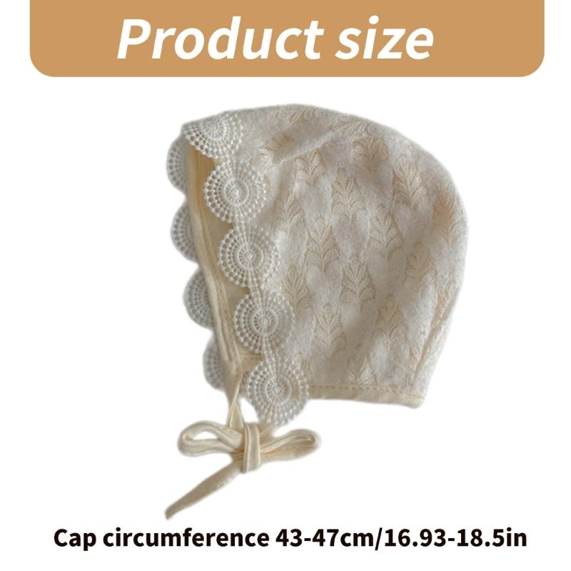 Delicate Lace Hat Newborns Bonnet, Soft and Cotton Fetal Caps for Infant Girls Breathable Early Fall Headwear 0-3 Years