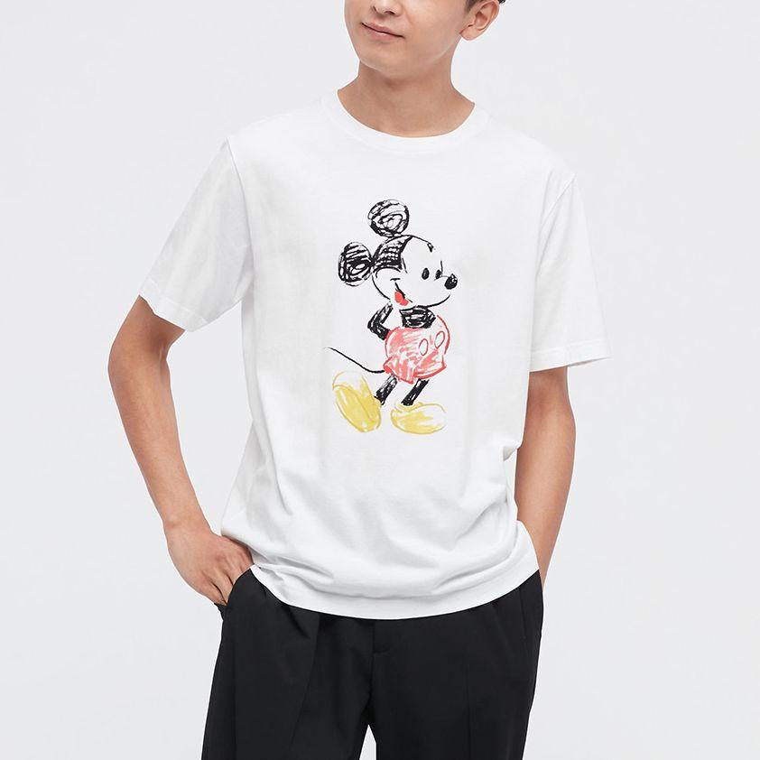 UNIQLO Mickey Mouse Print T-Shirt Men tops White 458608000