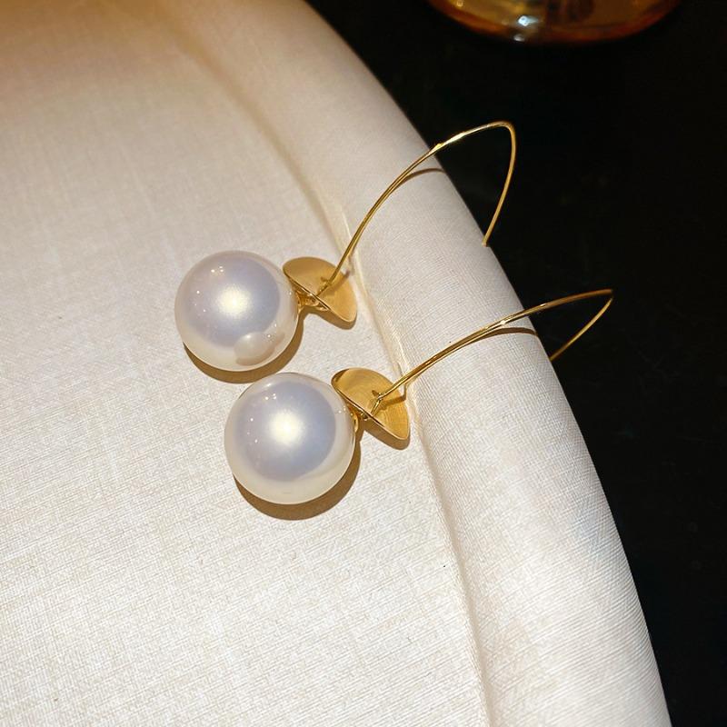 French Silver Needle Diamond Pearl Pendant Earrings Light Luxury Delicate Personality Earrings Design Sense Niche Earrings Women