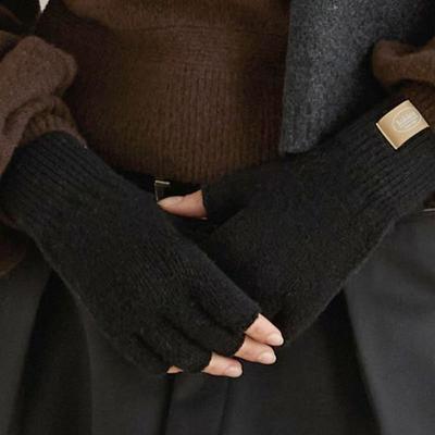 Halden woll fingerlose Handschuhe (G002_schwarz)