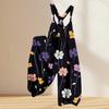 Casual Floral Print Cotton Linen Romper with Adjustable Straps