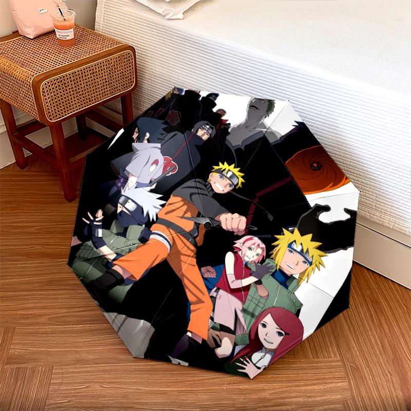 Naruto Anime pattern, automatic folding umbrella, portable and foldable design, 8 ribs, a Christmas or birthday gift.
