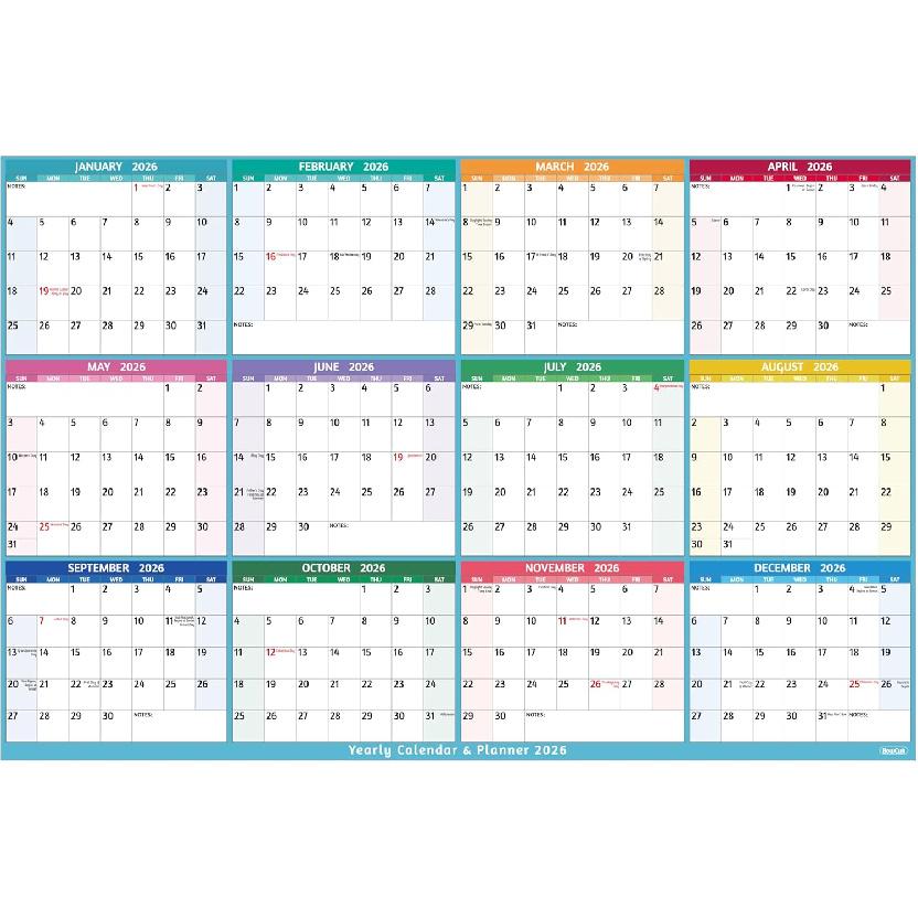 Yearly Wall Calendar 2026 - Large Yearly Calendar 2026, Jan 2026 - Dec 2026, 25.2" x 38.2" (Open), 2026 Calendar, Large Wall Calendar 2026, Full Year