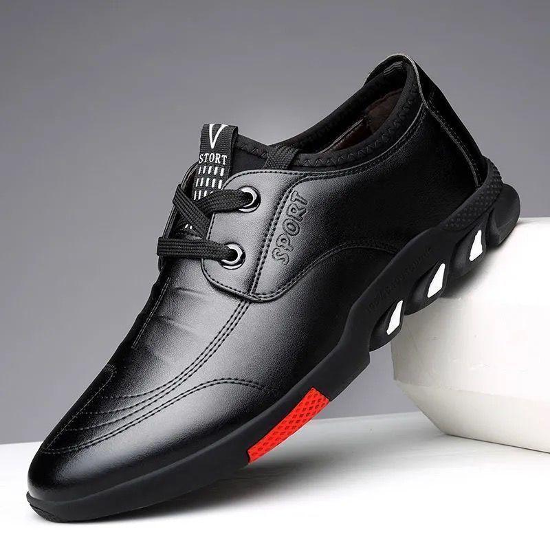 Men's Leather Shoes 2025 Men's Comfortable Platform Shoes Outdoor Lightweight Slip On Men's Shoes Casual Leather Shoe