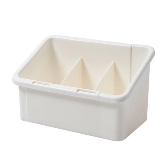 

Cosmetic Storage Box for Mirror Cabinet Adjustable Cosmetic Organizer with 3 Compartments Slim Expandable Makeup Brush Holder for Vanity Bedroom Desk белый