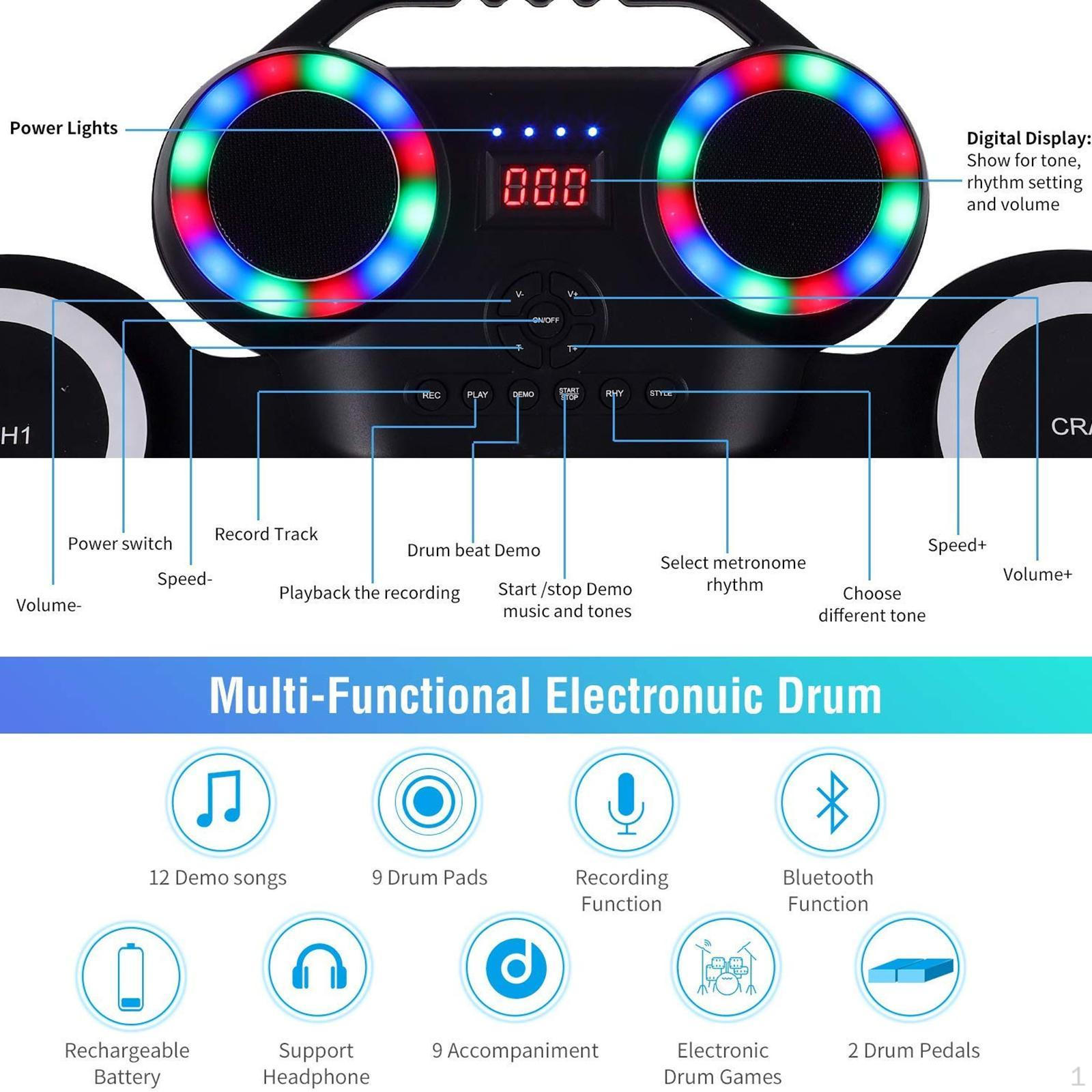 

Силиконовый электронный барабанный коврик Roll up Electric для начинающих детей