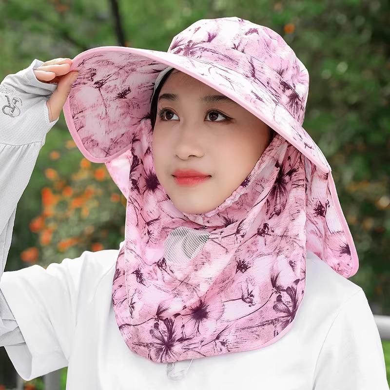 Women's Breathable Anti-UV Sun Hat with Large Brim, Face & Neck Protection - Perfect for Cycling, Outing, Tea Picking & Summer Activities