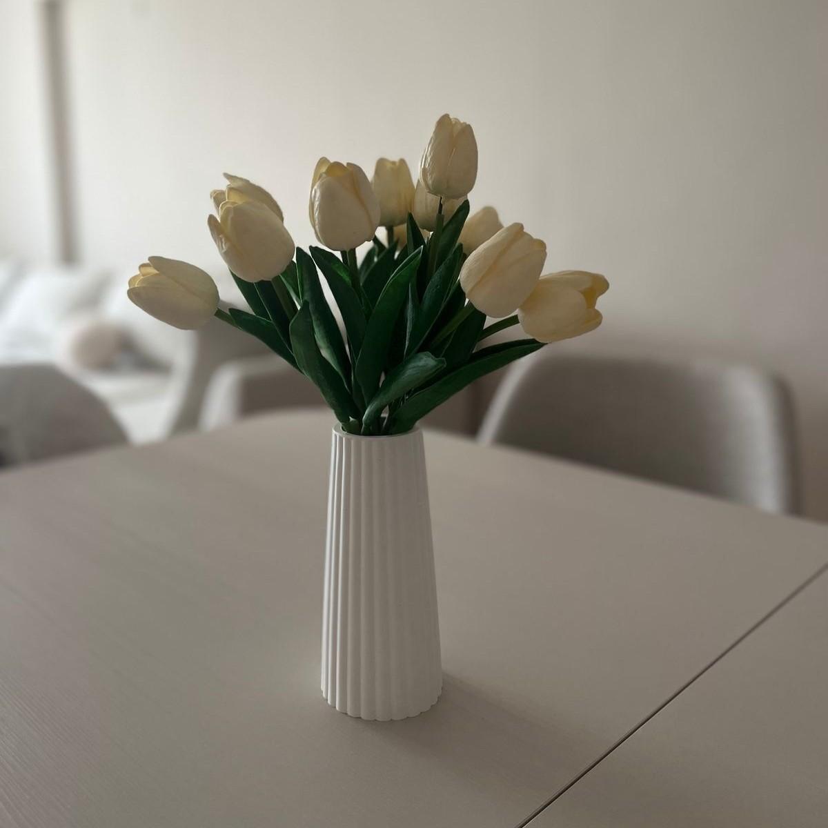 

19 cm Corrugated Decorative Bohemian Dried Flower Vase, Giftware Standart білий