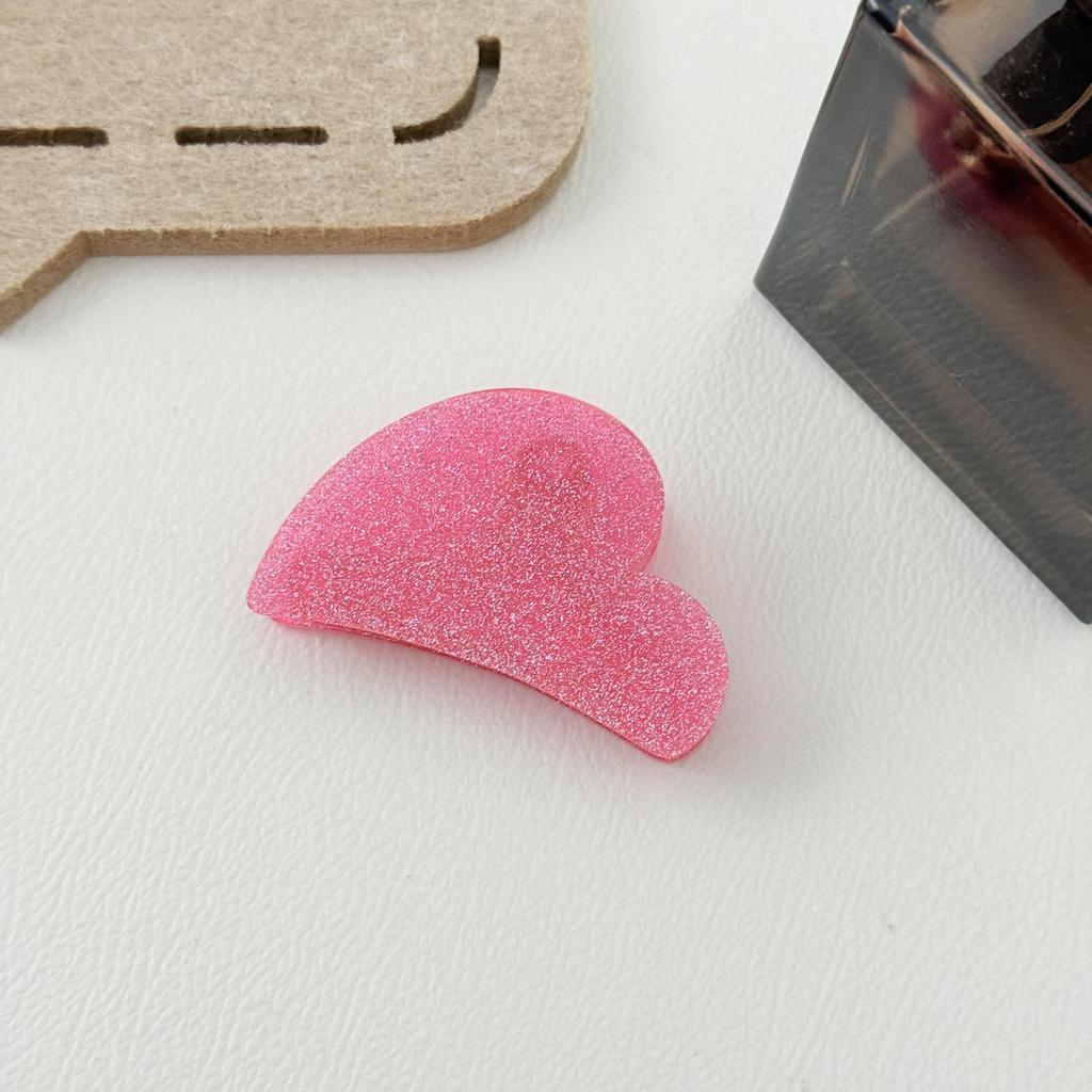 Korean Candy Color Glitter Heart Medium Claw Clip Hairpin for Women's Ponytail Hair Accessories