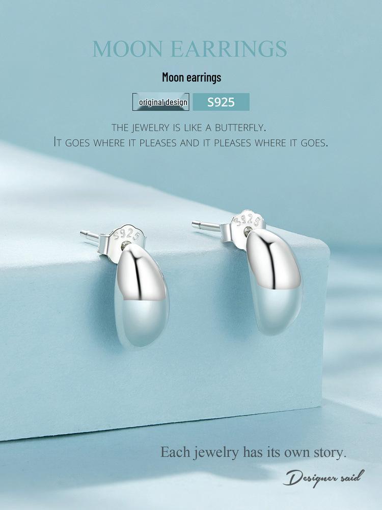 Avle Daily Versatile Moon S925 Sterling Silver Earrings for Women - Hot Sale
