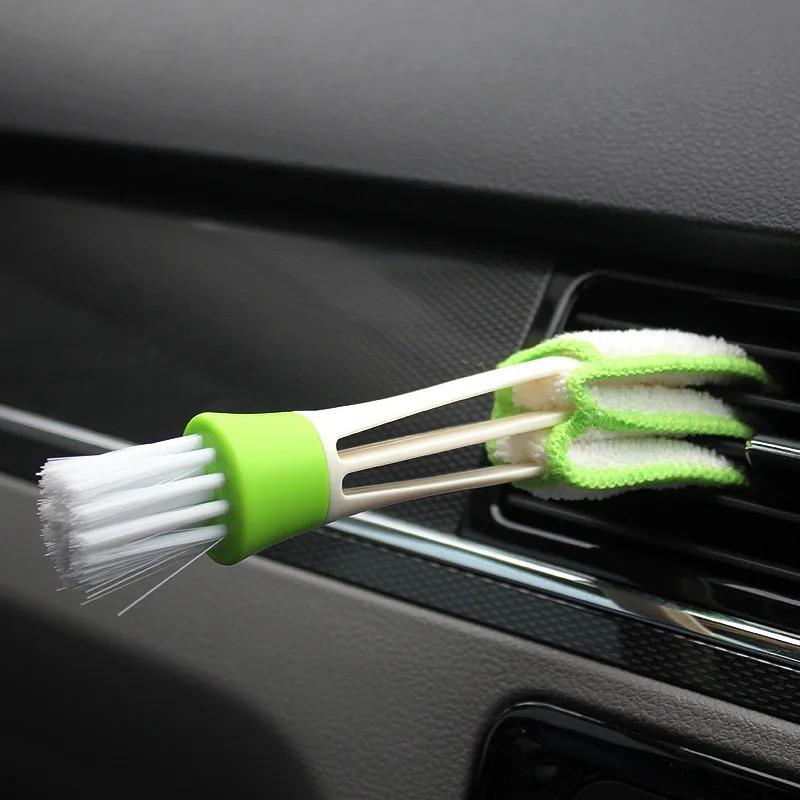 Car Double-Head Cleaning Brush Interior Instrument Panel Air Conditioning Brush Air Outlet Brush Car Soft Washing Brush Supplies