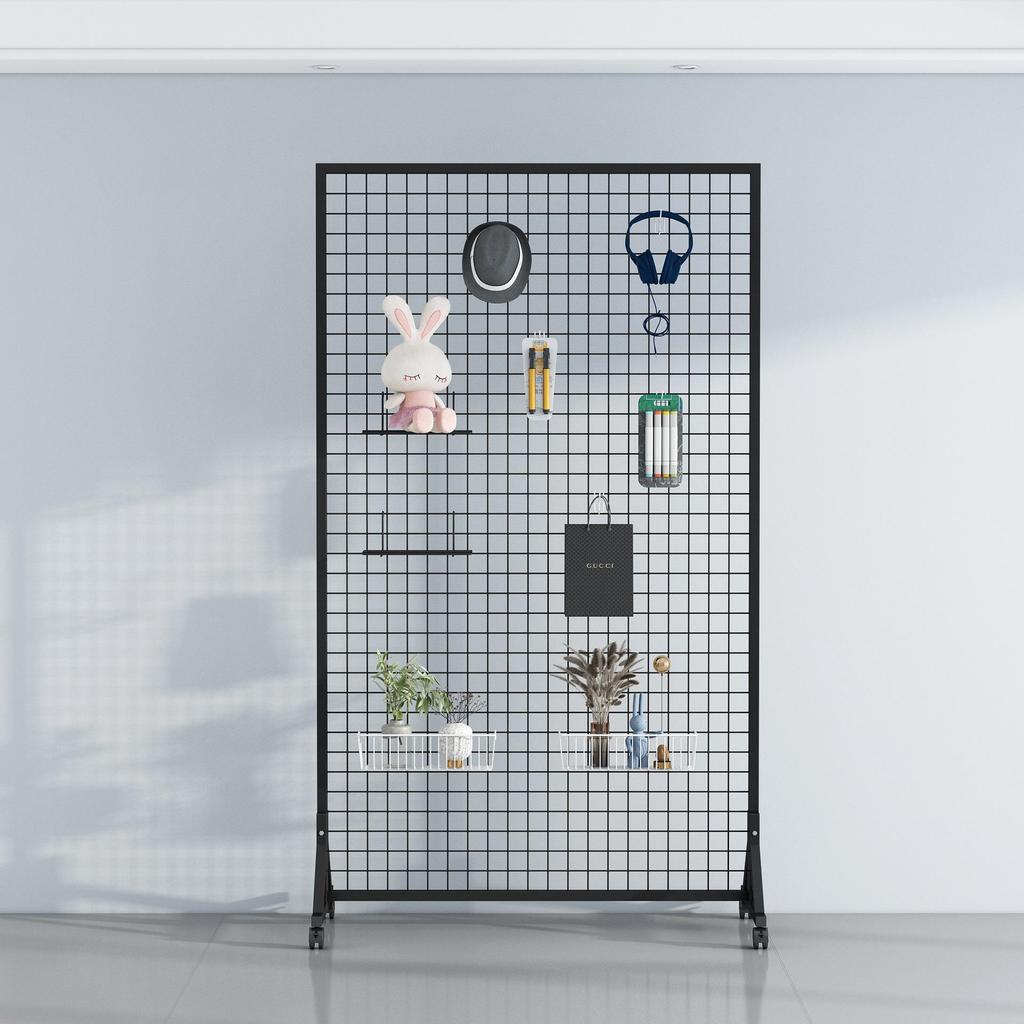 Mobiler Bodenständer mit Rädern - Gitterständer für Kunstwerke, Supermarkt-Ausstellungen oder Lagerung