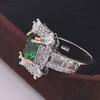 Huajie Charmante Grüne Quadratische Zirkonia Ringe für Damen Voll Besetzt Bling Bankett Party Damen Trend Welle