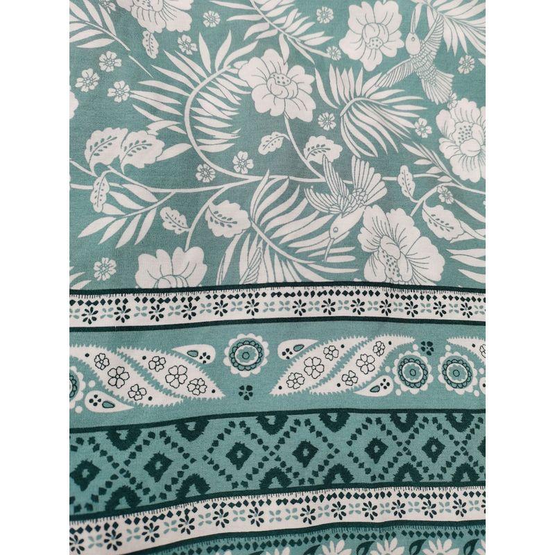 

Модная богемная юбка для отпуска, топ с коротким рукавом с принтом, юбка с высокой талией с принтом, хлопково-шелковый костюм-двойка, платье Turquoise S