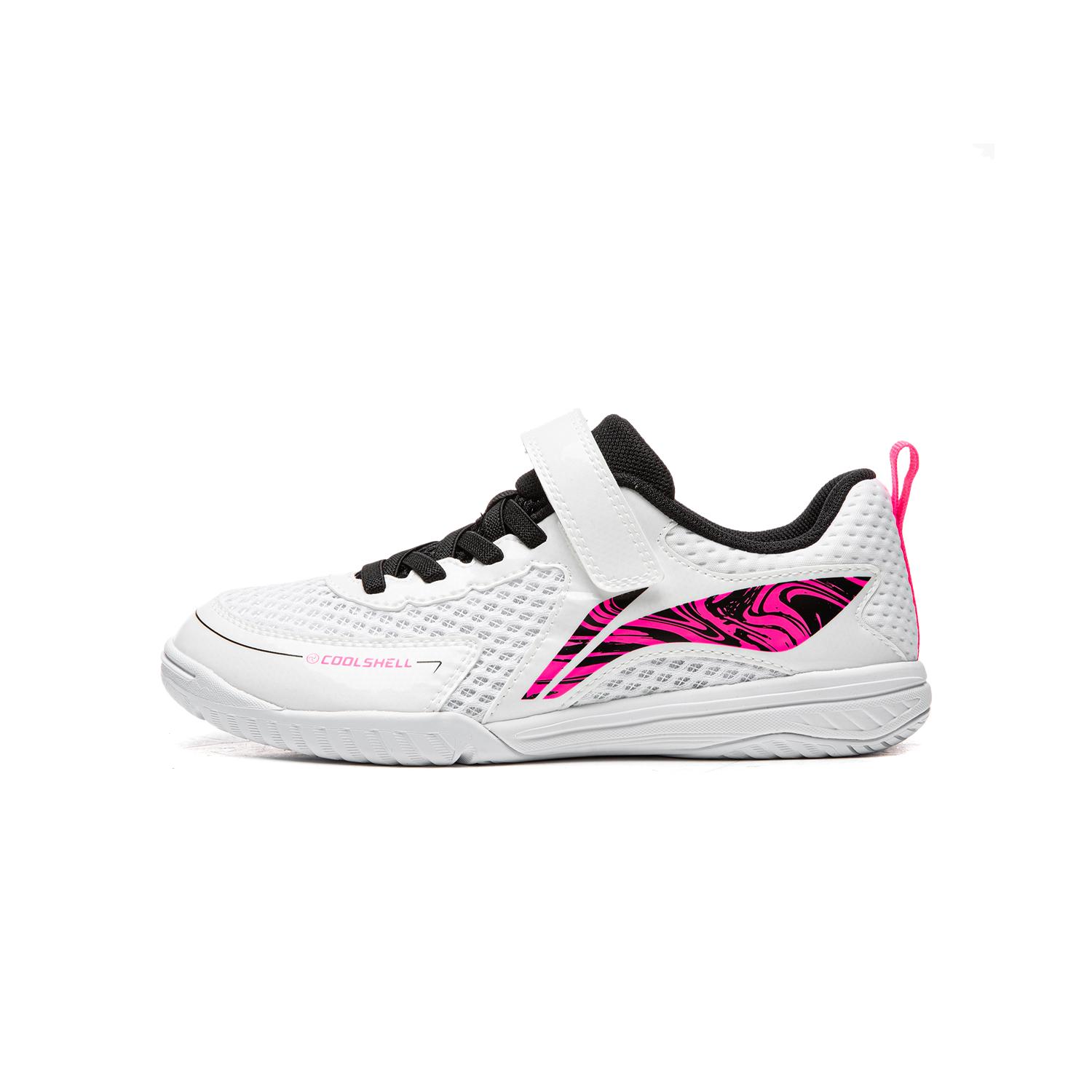 

Серия настольного тенниса Li Ning Сетчатые Qilin 3.0 Дизайн на липучке Тренировочные кроссовки Детские кроссовки Белый Черный Флуоресцентно-розовый APPV019-9 32