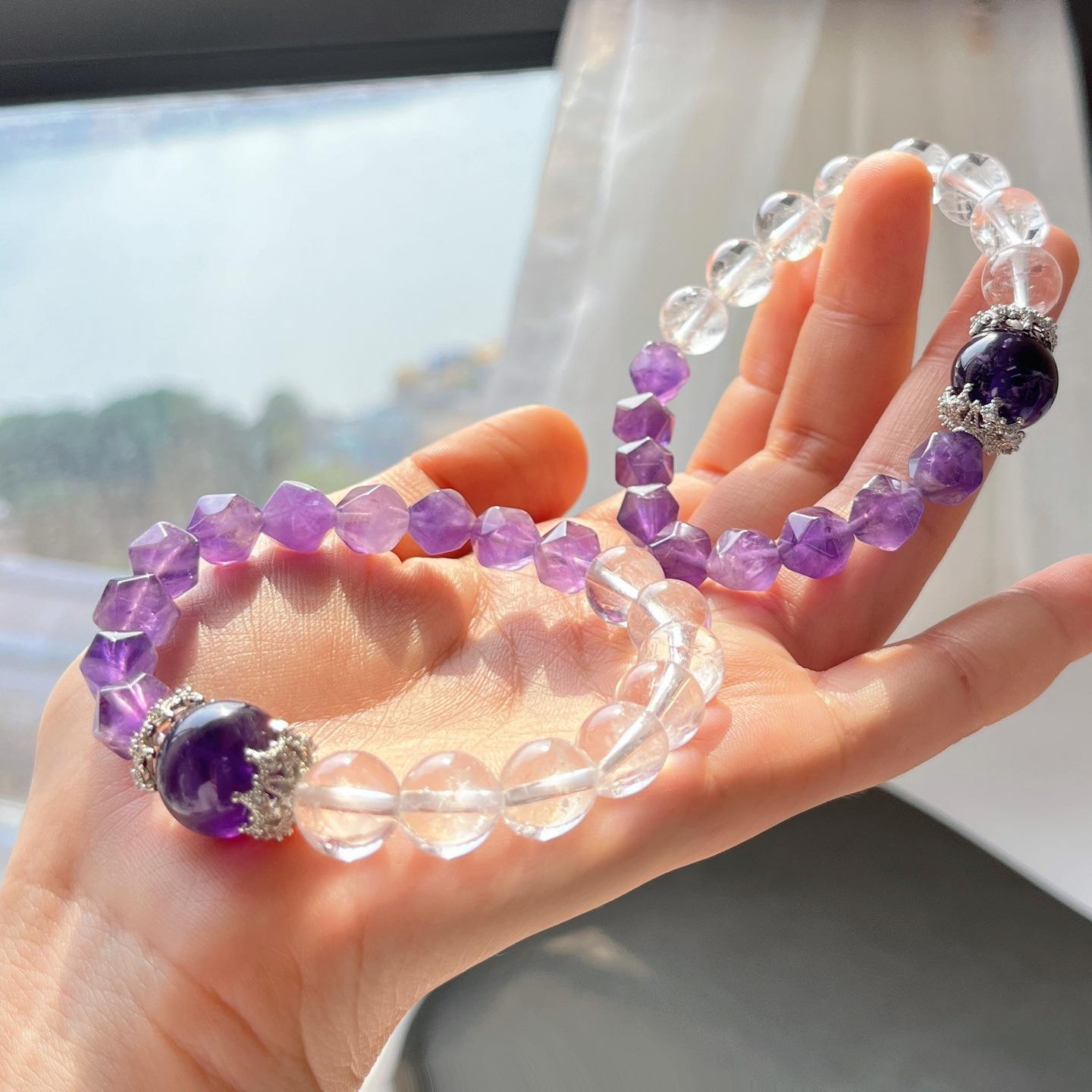 Natural White Crystal Amethyst Design Bracelet Bracelet.