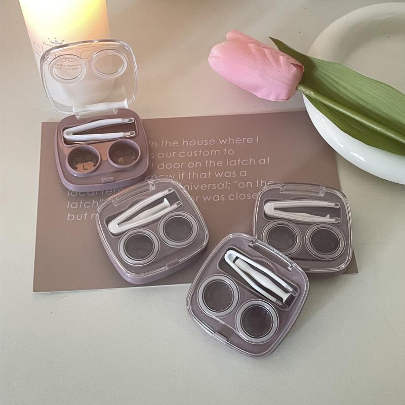Effen Kleur Meisjes Contactlenzen Box Lens Case Vrouwen Draagbare Leuke Brillenkoker Houder Ogen Care Tools Kit Set Container