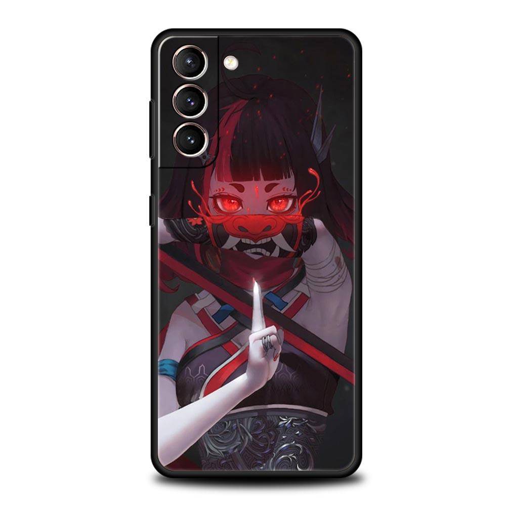 Carcasă de telefon tip fată anime în stil japonez pentru Samsung Galaxy S23 Ultra S22 S21 S20 FE 5G S10 S10E S9 S8 Plus Note 20, moale, neagră