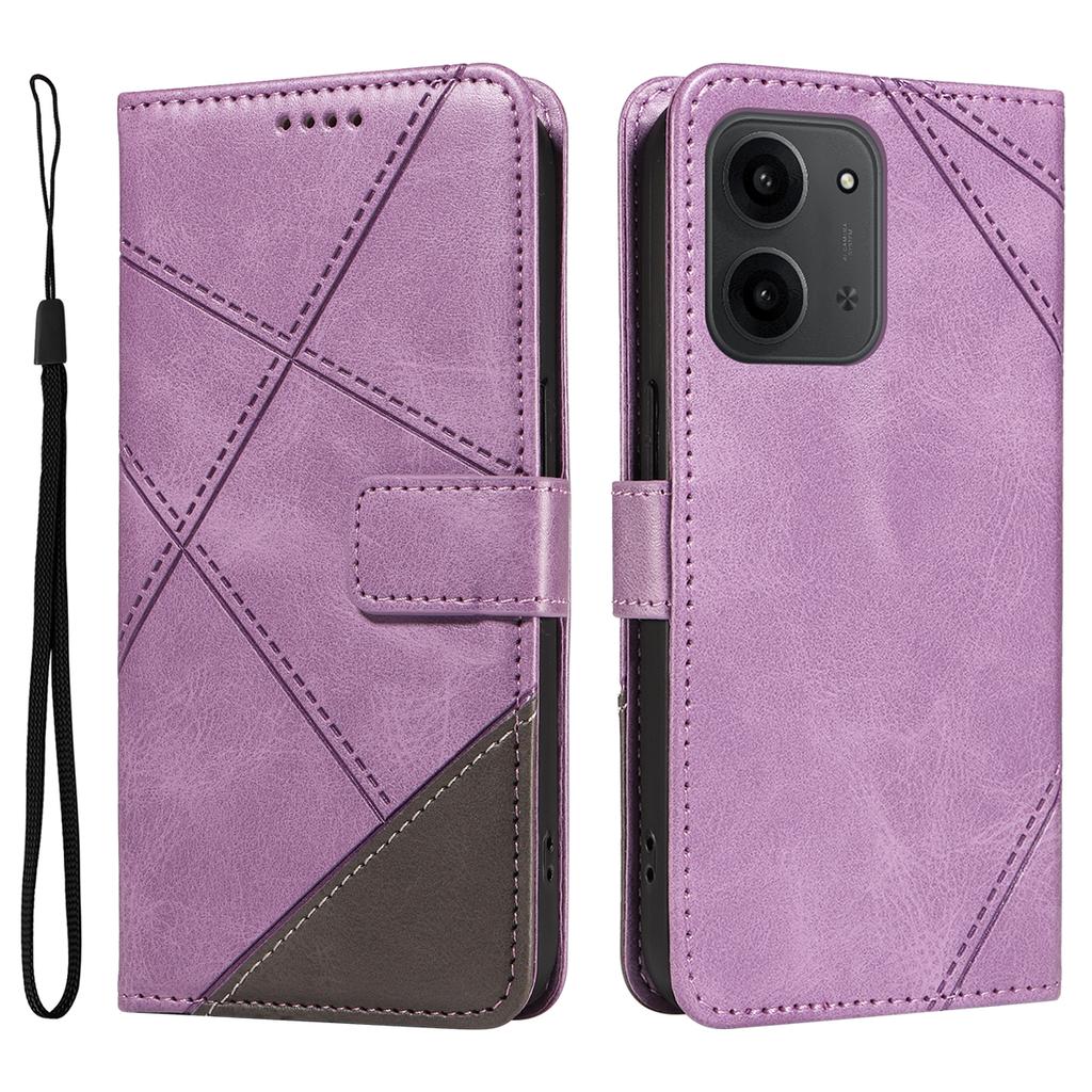 Dla Xiaomi Redmi 15C 4G (173mm) Skórzane etui z geometrycznym wzorem, portfel, etui na telefon z paskiem na nadgarstek