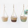 Stroh Hängender Korb Hanfseil Geflochtene Blumenkörbe Topfpflanzen Blumentöpfe