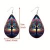 Bohemian Wooden Water Drop Earrings Elegant Rainbow Tree Of Life Willow Tree Teardrop Earring Double Sided Colorful Earrings