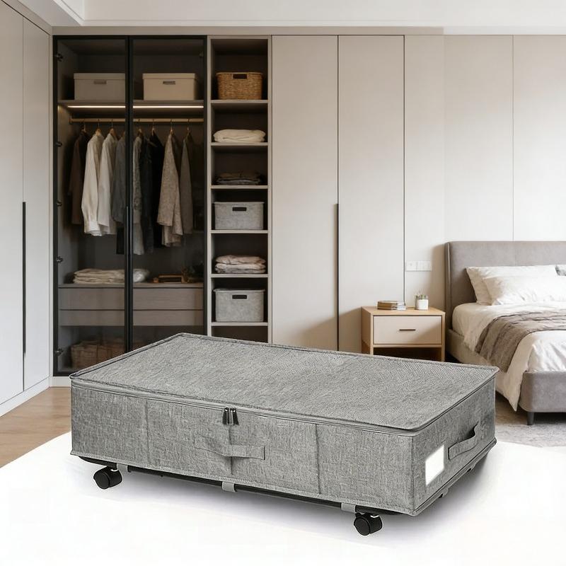 Underbed Storage Box on Wheels Organizer with Metal Frame Fabric Cover Large Capacity Space Saving Bed Storage Dust Proof 19730₽