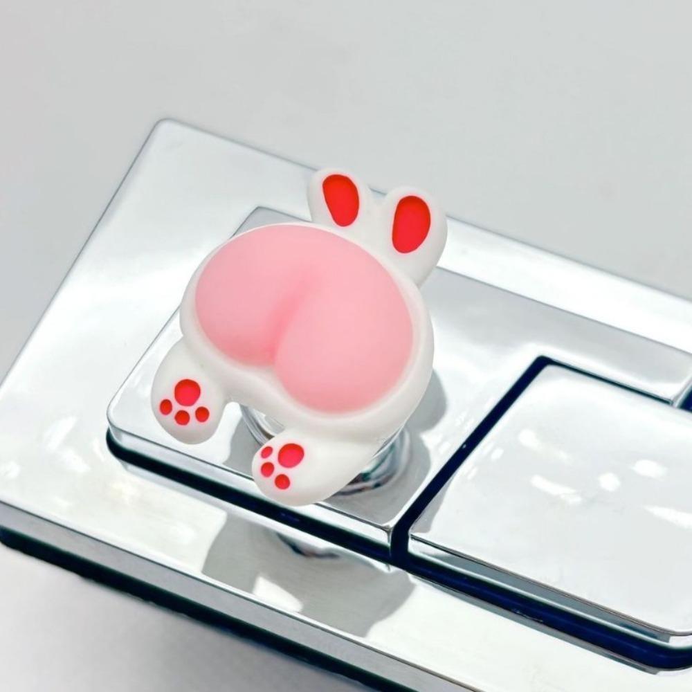 Animal Butt Toilet Press Nail Protector Water Tank Buttons Creative Toilet Button  Bathroom
