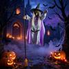 Sound Activated Party Prop 200cm Halloween Flying Witch with Scary Sounds & Glowing Eyes, Floating for Lawn Creepy Garden Yard Lawn, Haunted