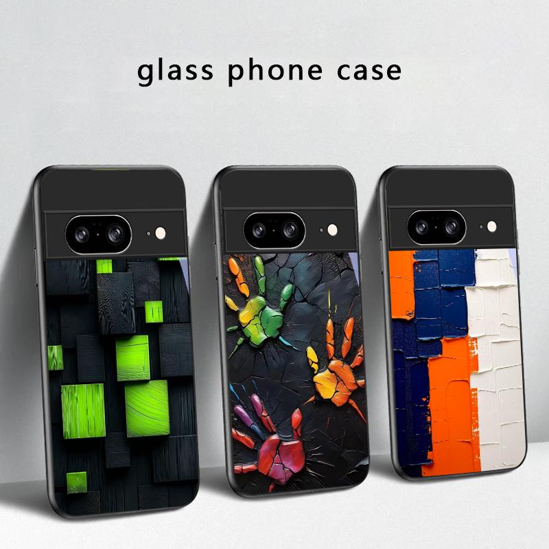 Animal Footprint Stone For Google Pixel 8 7 9 10 Pixel 10 Pro XL Pixel 9 Pro XL Pixel 8a 7a Pixel 7 Pro Black Glass Phone Case