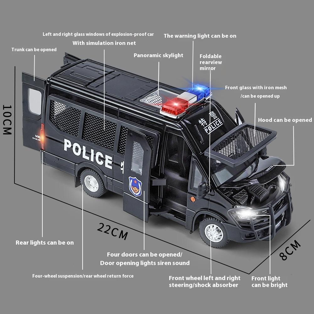 1:Maßstab 24 IVECO Polizei Legierung Auto Diecast Metallmodell Ton & Licht Rückzugspielzeug Innendekorationen Kinderspielzeug Geschenke Doiplay