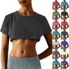 Damen Zweier Yuan Farbe Brust Kurz T-Shirt Niedlich Tag Sexy Crop Kurzarm T-Shirt