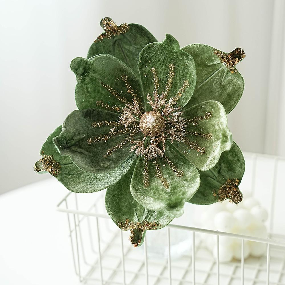 High-End Cross-Border Christmas Magnolia Sequin Fabric Flower Tree Decoration