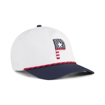 Golf Cap Golf Purse and Stripe 5 Panel White Navy [PUMA] Men's Glow/Deep